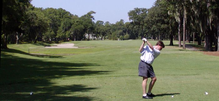 Golden Bear at Indigo Run Golf Hole 9 Tee Shot Located in Hilton Head, SC